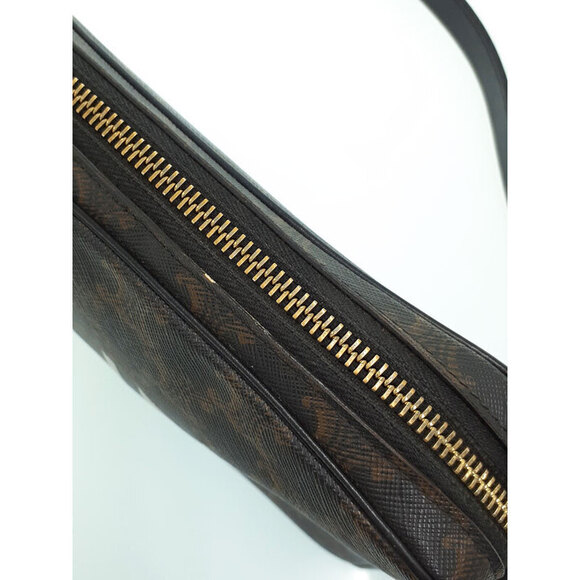 Celine Triomphe Messenger Bag Shoulder Canvas Leather Black Brown - Picture 9 of 9